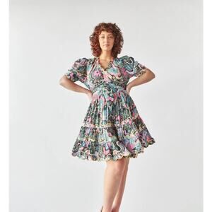 CeliaB Hortensia Floral Puff Sleeve Mini Dress Size Small